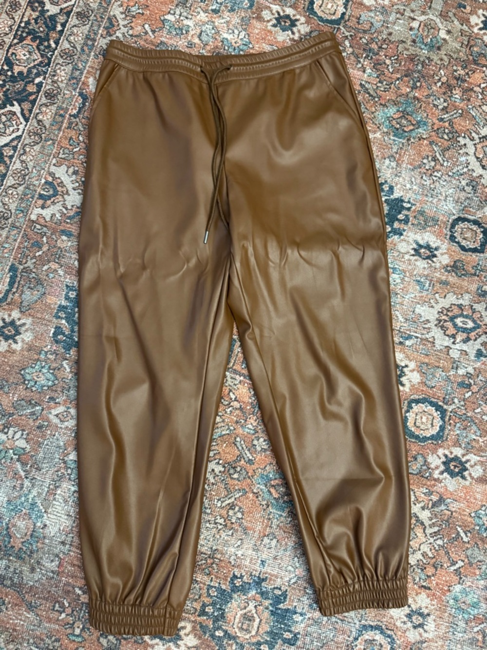 A New Day Brown Faux Leather Jogger Pant size M